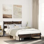 vidaXL Cadre de lit en métal sans matelas chêne fumé 120x200 cm