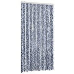 vidaXL Rideau anti-mouches bleu et blanc 100x200 cm chenille