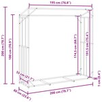 vidaXL Portant de bois de chauffage et housse de pluie acier galvanisé