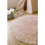 Tapis coton motif alphabet - rose - 150 Ø