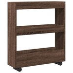 vidaXL Chariot de rangement étroit 3 niveaux chêne marron