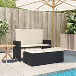 vidaXL Banc de jardin avec coussins et repose-pied noir résine tressée