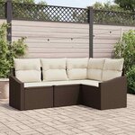 vidaXL Ensemble de canapé de jardin 4 Pièces Marron Poly rotin