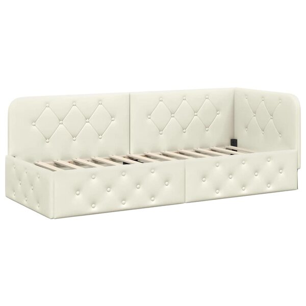 vidaXL Cadre de lit d'angle Crème 80 x 200 cm Velours