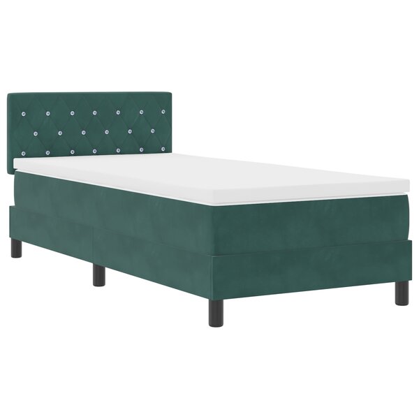 lit box spring vidaXL avec matelas et LED vert foncé 90x190 cm velours