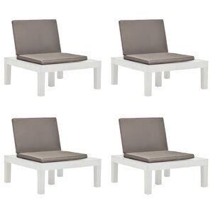 vidaXL Chaises de salon de jardin et coussins lot de 4 Plastique Blanc