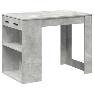 vidaXL Bureau avec tiroir et étagère gris béton bois d'ingénierie
