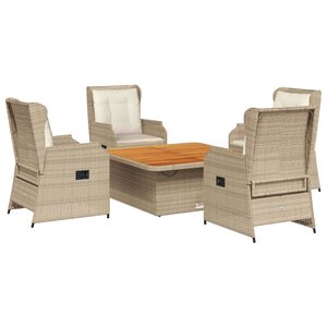 vidaXL Salon de jardin avec coussins 5 Pièces beige résine tressée