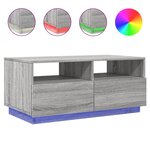 vidaXL Table basse avec lumières LED sonoma gris 90x49x40 cm