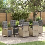 vidaXL Set de dîner de jardin 7 pièces beige en rattan poly