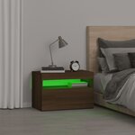 vidaXL Table de chevet avec lumières LED Chêne marron 60x35x40 cm