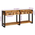 vidaXL Tables console avec tiroir 2 Pièces Marron Bois de Mangue Massif
