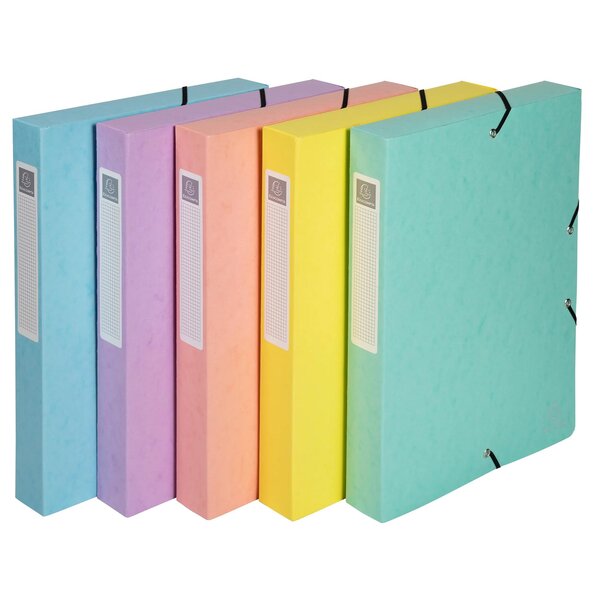 Boite De Classement Exabox Dos 40mm Carte Lustrée Aquarel - A4 - Couleurs Assorties - X 8 - Exacompta