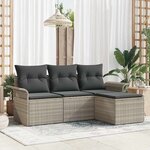 vidaXL Ensemble de canapé de jardin 4 Pièces Gris clair Poly rotin
