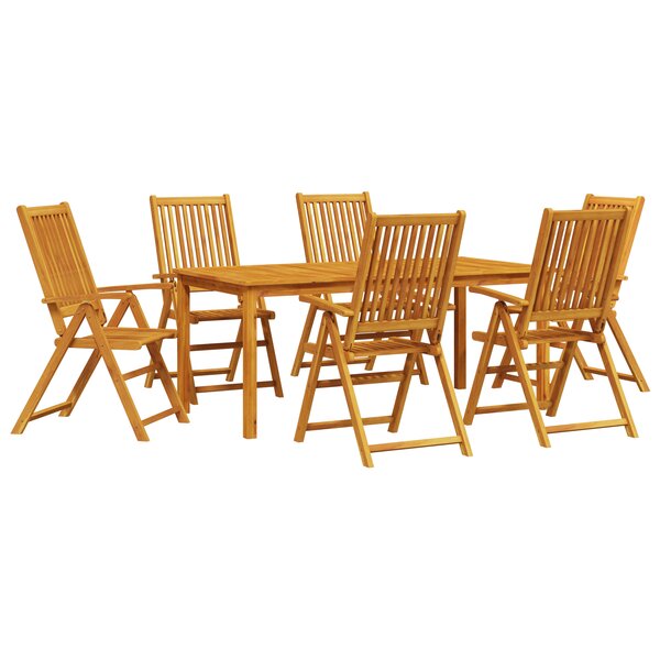 Ensemble de salle à manger de jardin 7 pièces en bois d'acacia pliable