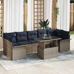 vidaXL Ensemble de canapé de jardin 8 Pièces Gris Poly Rattan