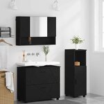 vidaXL Ensemble de mobilier de salle de bain avec tiroir 3 Pièces Noir