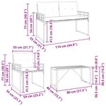 vidaXL Ensemble de meubles d'extérieur avec coussin 4 Pièces Crème