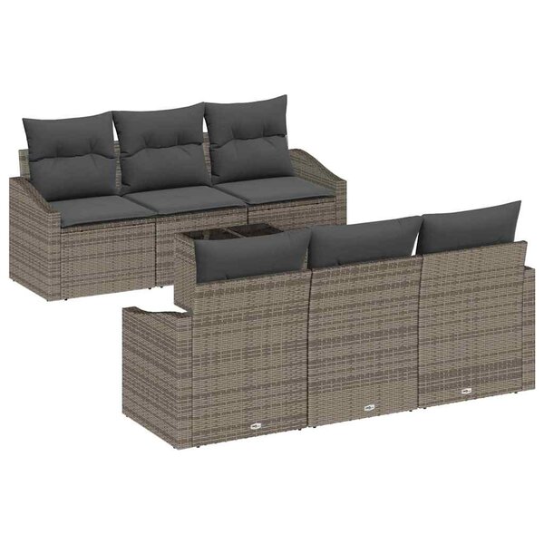 vidaXL Ensemble de Canapés avec coussin 7 Pièces Gris polyrotin
