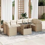 vidaXL Salon de jardin avec coussins 8 Pièces beige résine tressée