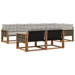 vidaXL Ensemble de canapés d'extérieur 7 pc Naturel et gris clair