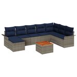vidaXL Ensemble de canapé de jardin 9 Pièces Gris et bleu marine