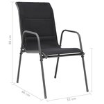 vidaXL Chaises empilables de jardin lot de 2 Acier et textilène Noir