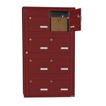 Bloc collectif Leabox  2x4  grade 3  simple face  Extérieur  fixation murale  Rouge brun RAL 3011 finition brillante