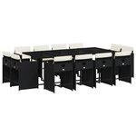 vidaXL Ensemble à manger de jardin 13 Pièces coussins noir résine tressée