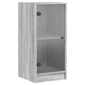 vidaXL Armoire latérale avec portes en verre sonoma gris 35x37x75 5 cm
