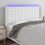vidaXL Tête de lit à LED Blanc 203x16x118/128 cm Similicuir