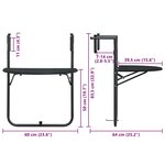 vidaXL Table de balcon Noir 60x64x83 5 cm Plastique Aspect de rotin