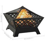 vidaXL Foyer avec tisonnier 64 cm XXL Acier