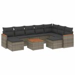 vidaXL Salon de jardin avec coussins 10 Pièces gris résine tressée