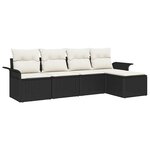 vidaXL Ensemble de canapé de jardin avec coussin 5 Pièces Noir Poly rotin
