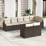 vidaXL Ensemble de canapés de jardin 8 pièces avec coussins en poly rotin marron
