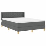 vidaXL Lit à Ressorts avec matelas Gris foncé 160 x 200 cm tissu
