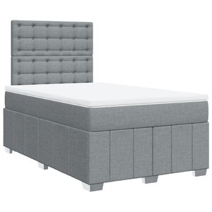 vidaXL Sommier à lattes de lit et matelas gris clair 120x190 cm tissu