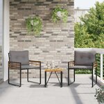 vidaXL Ensemble de meubles d'extérieur avec coussin 3 Pièces Gris clair