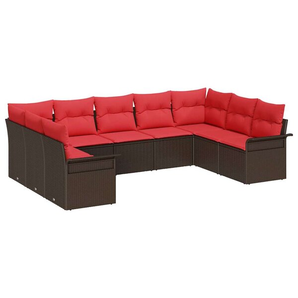vidaXL Ensemble de canapé de jardin 9 Pièces Beige polyrotin
