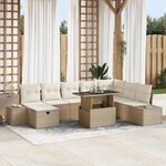 vidaXL Ensemble de canapé de jardin 11 Pièces Beige Poly rotin