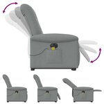 vidaXL Fauteuil inclinable de massage électrique Gris clair Tissu