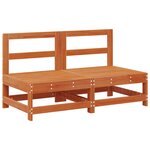 vidaXL Sofa de jardin milieu Bois de pin massif Brun cire