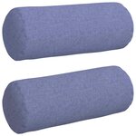 vidaXL Coussins d'accent 2 pc tissu Bleu denim Ø 15 x 40 cm