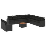 vidaXL Salon de jardin 12 Pièces avec coussins noir résine tressée