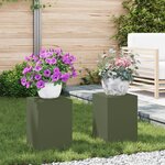 vidaXL Supports de Plantes d'extérieur Pilier 2 Pièces Olive Verte 24x24x35 cm Acier