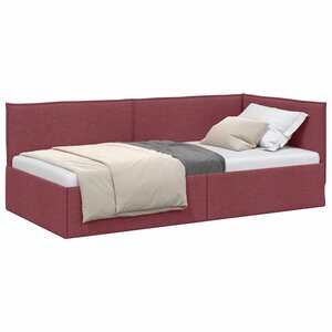 vidaXL Cadre de lit d'angle Bordeaux 90 x 190 cm tissu