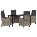 vidaXL Ensemble de Salle à Manger de Jardin de 5 Pièces avec Coussins Gris Poly Rattan