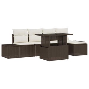 vidaXL Ensemble de canapé de jardin avec coussin 6 Pièces Marron et crème
