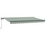 vidaXL Auvent Rétractable Vert et blanc 4 x 2 m Polyester et Aluminium